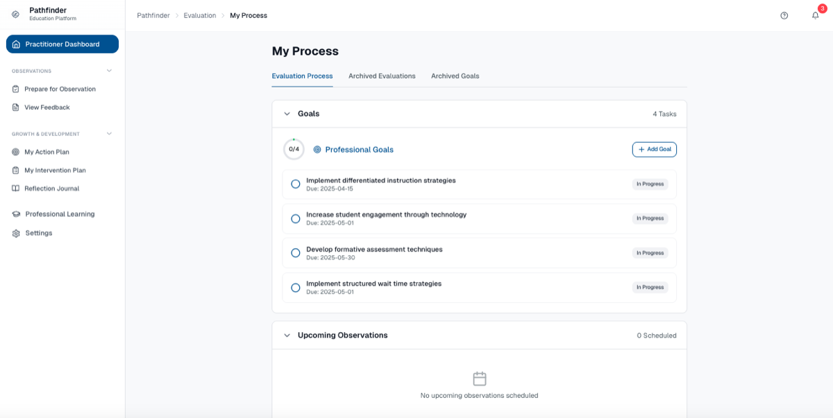 Pathfinder teacher dashboard